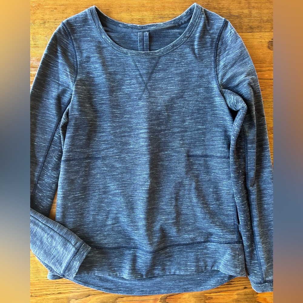 Lululemon Exhalation Pullover II Marled Heathered Gray Black Size 8 Sweatshirt‎